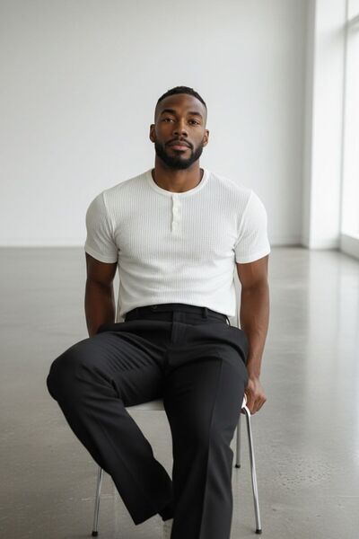 Butik Ross Premium Fit Buttoned Terry T-Shirt