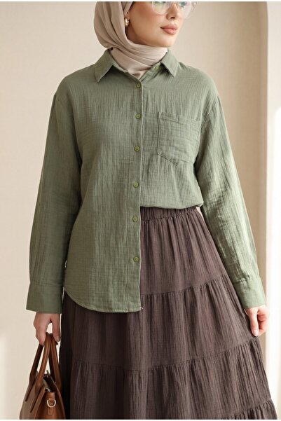 HİJABAYA Πουκάμισο μουσελίνας με ένα τσέπη και κουμπιά