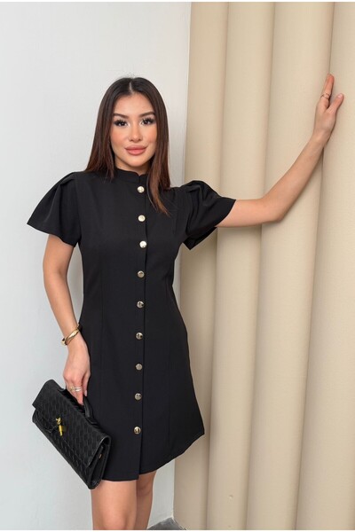 MEECY Γυναικείο φόρεμα με χρυσά κουμπιά για τη νέα σεζόν