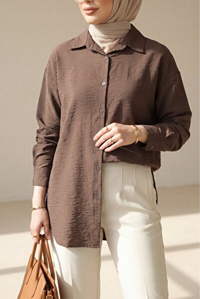 HİJABAYA Arkası Uzun Düğmeli Modal Gömlek