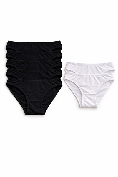 GoldVibe Kadın Basic Pamuk Likralı Külot 7'li Paket ( 5 Siyah 2 Beyaz)