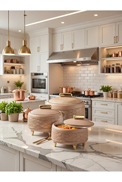 Jaypee Modern Beige 3-Piece Hotpot Set | Stainless Steel Liner, Premium Leath...