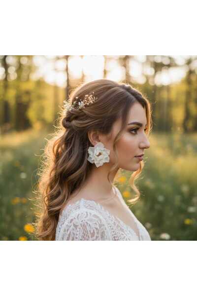 Nacreous Arts Nacrea Özel Tasarım El Yapımı Polimer Kil Bohem Çiçek Küpe-Geli...