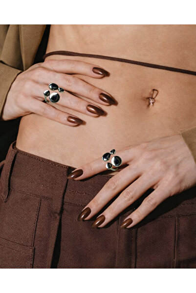 Merishe Jewerly Silver Dörtlü Yuvarlak Ayarlanabilir Yüzük