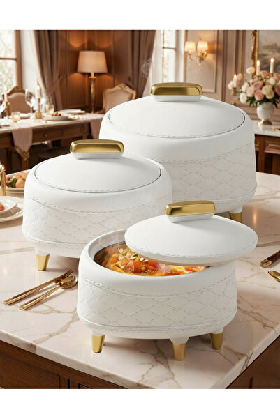 Jaypee Modern White 3-Piece Hotpot Set | Stainless Steel Liner, Premium Leath...