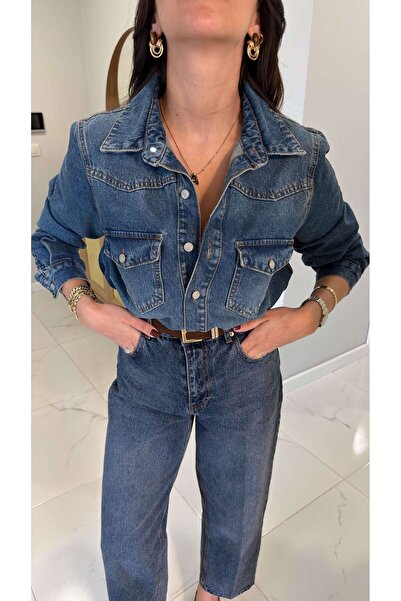 BİRCANÇİL Lare Blue Tint Washed Denim Shirt