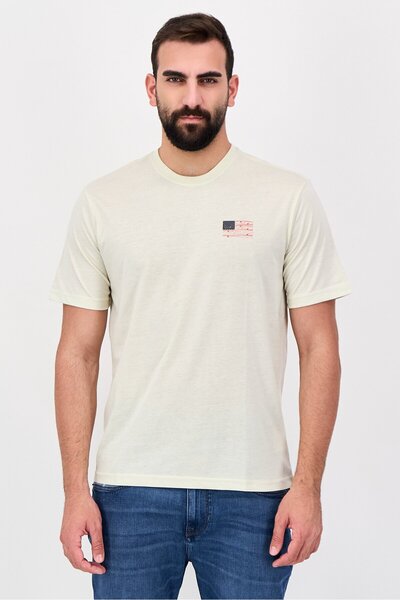 Mountain And Isles by Reel Pro Men Graphic Print Short Sleeve T-Shirt, Cream