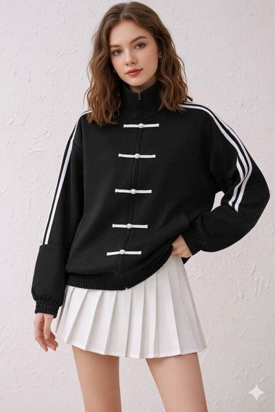 Köstebek Vintage Three-Stripe Chines Style Oversize Jacket