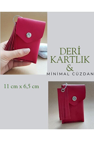 LUNA LUSTER Genuine Leather Red Minimal Pocket Design Women's Card Holder Wal...