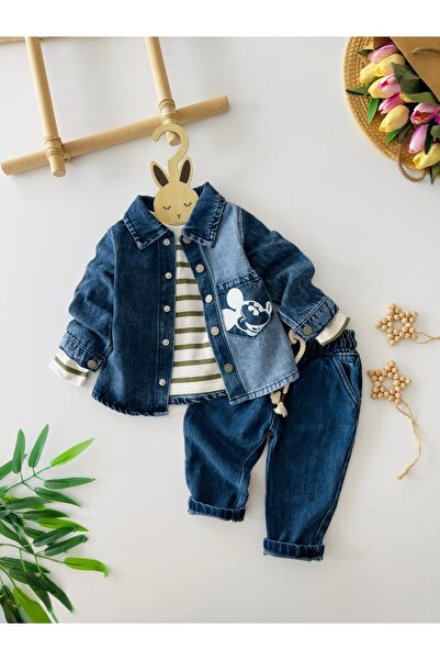 Minigimin Cicileri My Little One's Cicileri Mcky Printed 3-Piece Denim Baby B...