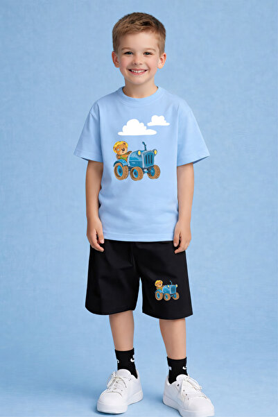 CACTUS COLLECTION Комплект тениска и шорти с принт на трактор