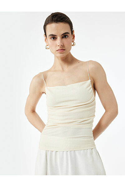 Koton Крепова текстурирана блуза с набрани презрамки и въжета