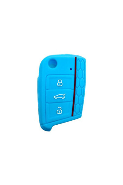 AUTOTOB Key case, knife, silicone, VW Seat Skoda Cupra, light blue