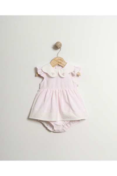 Mymio Kız Bebek 3-6-9-12 Ay Nakışlı Dokuma Elbise Body Zıbın
