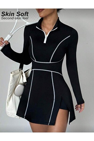 La Saade Urban Icon Sculpt Dress-Yarım Fermuarlı, Sporty Chic Tenis Mini Şort...