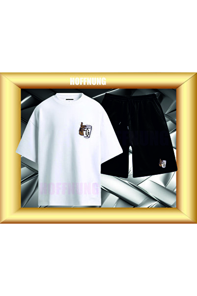 HOFFNUNG Unisex Casual Short Sleeve Set with Bardak Print Outdoor Spring/Summ...