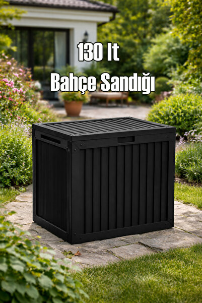 Porsima 130LT Kilitli Organizer Kapaklı Bahçe Balkon Kiler Sandığı Çok Amaçlı...