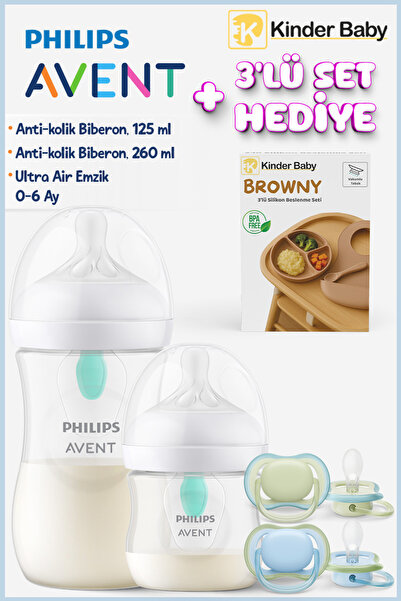 Philips Avent Doğal Tepkili Antikolik Biberon Seti 125-260 ml + 0/6 Ay Emzik ...