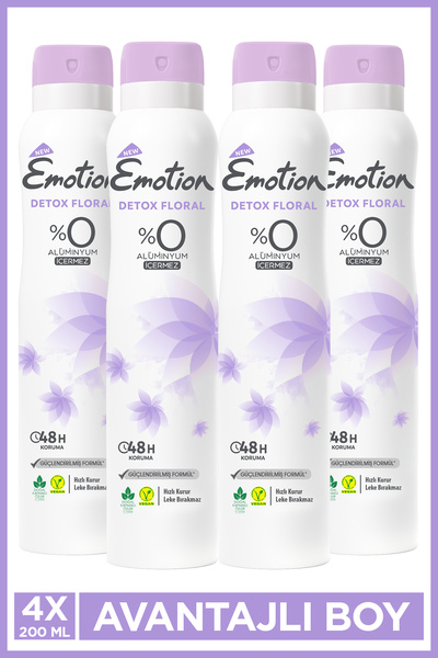Emotion Detox Floral Kadın Alüminyumsuz Vegan Deodorant 4x200 Ml