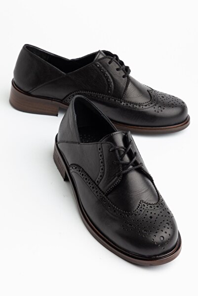 Hayalimdeki Ayakkabı Pantofi negri din piele naturală cu șireturi pentru femei