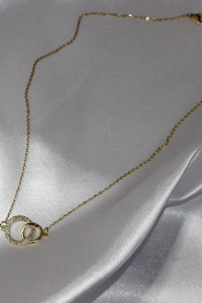 Evaa Jewelry Accessories Çift Halka Taşlı Kolye