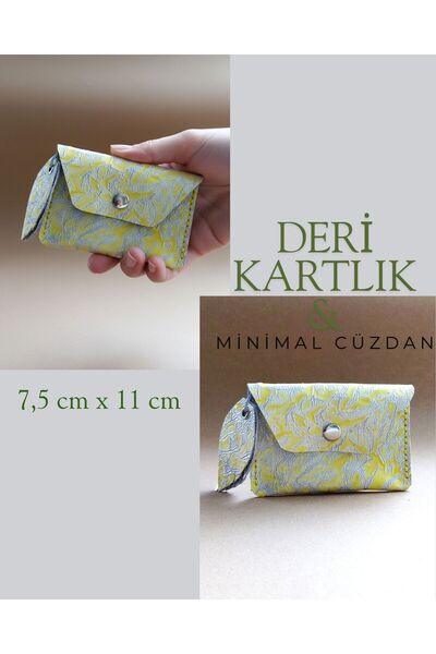 LUNA LUSTER Genuine Leather Minimal Pocket-Sized Yellow Leopard Design Women'...