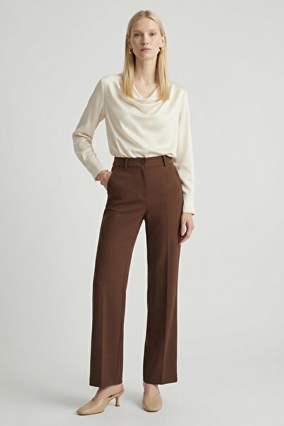 Rays 8450A Buttoned Wide Leg Trousers Brown