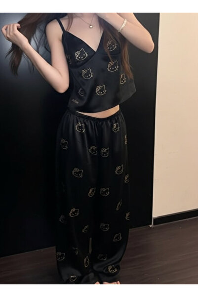 Gofeel Hello Kitty Taş Detaylı Saten Homewear Pijama Takımı