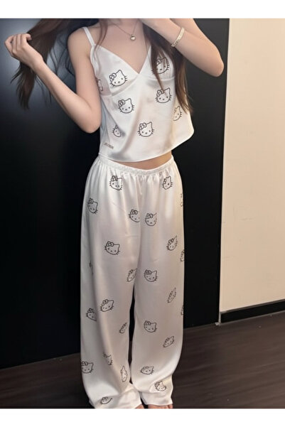 Gofeel Hello Kitty Taş Detaylı Saten Homewear Pijama Takımı