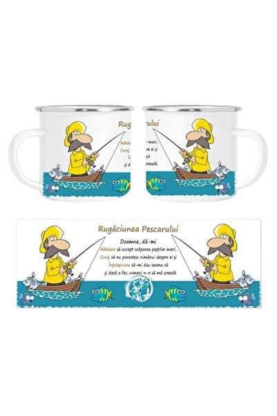 OEM Personalized White Enamel Mug with Dedication "Fisherman's Prayer"