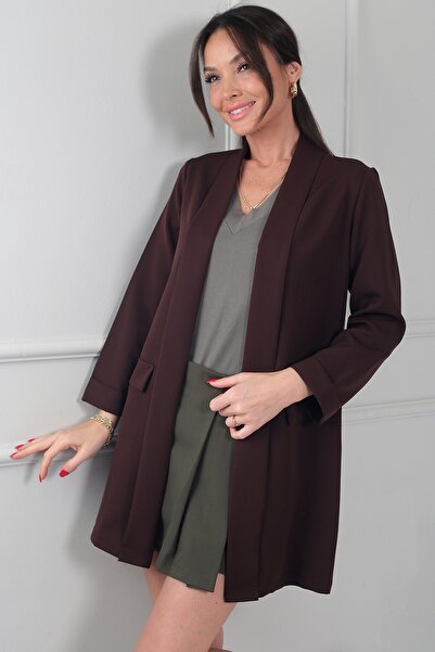 By Saygı Shawl Collar Lycra Long Jacket
