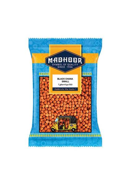 MADHOOR Chana Black Small Whole Raw Desi Kala Chana Grains Mini (500g)