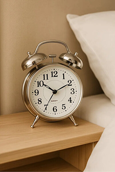 PARİONETTE 8 cm Metal Çift Zilli Mini Masa Saati – Sessiz Akar Saniye, Retro ...