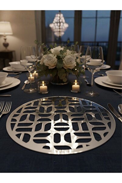 dijidepo Lüks Geometrik Desenli 30 cm Lazer Kesim Supla Dekoratif Sofra Sunum...