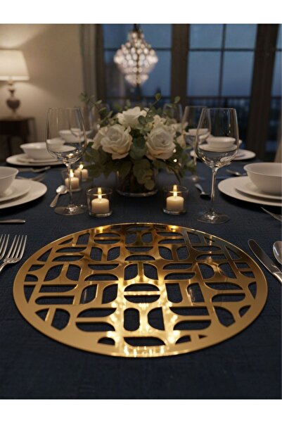 dijidepo Lüks Geometrik Desenli 30 cm Lazer Kesim Supla Dekoratif Sofra Sunum...