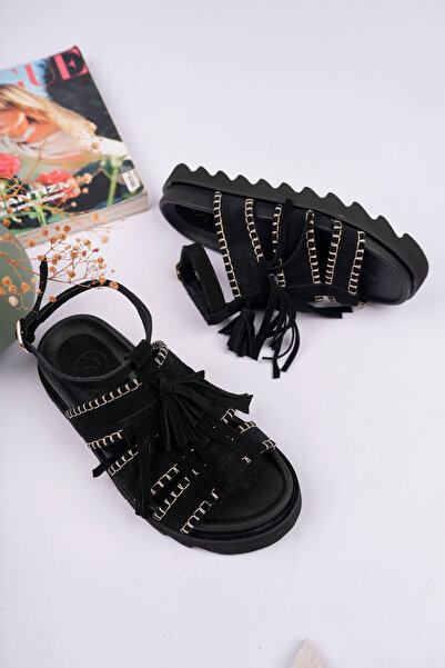 NOSEY SHOES Rayn Model Genuine Leather Tasseled Women's Sandals with Fuspet I...