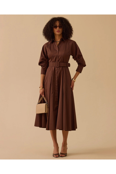 SEÇİL Kemerli Kol Büzgülü Elbise