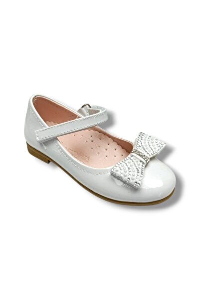 İremsu 7353-26 Patent Leather Stoned Bow and Velcro Tape Girls' Ballerinas 26-30