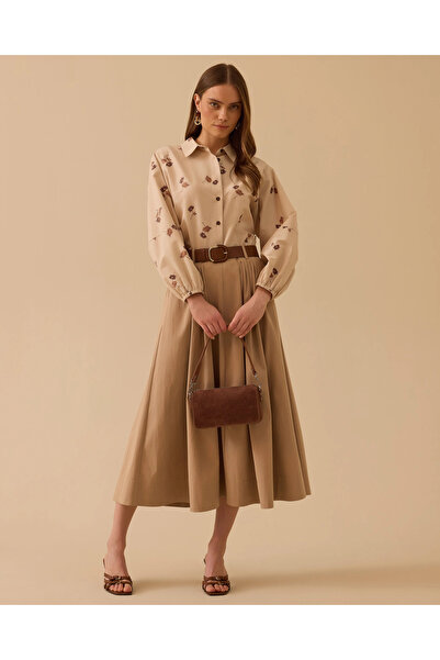 SCL Kemerli Pile Detaylı Midi Etek