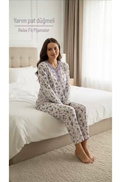 AYSUN TEKSTİL SETURI DE PIJAMALE DE DAMĂ DIN ȚESĂTURĂ DE BUMBAC, CU GULER CU ...