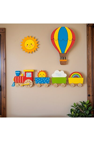 Store Çocuk Odası Ahşap Duvar Süsü 3 Parça Tren Duvar Süsü Bebek Odası Duvar ...
