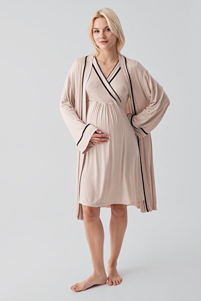 Artış Set de cămașă de noapte pentru maternitate, cu mâneci scurte, cu compar...