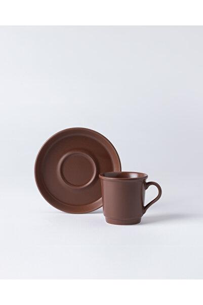 Madame Coco Kalre 6 Kişilik 12 Parça Kahve Fincan Seti - Kahverengi - 90 ml