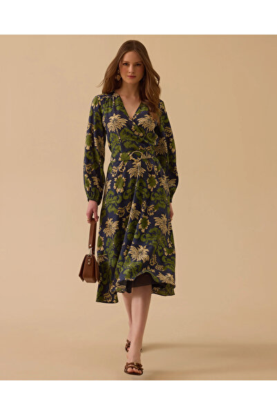 SEÇİL Patterned Belted Double Breasted Dress