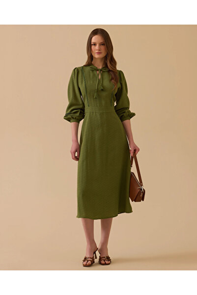 SEÇİL Desenli Bağlama Detaylı Elbise