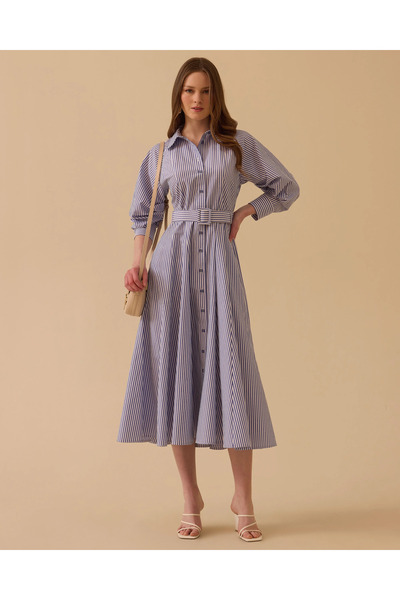 SEÇİL Kemerli Kol Büzgülü Elbise