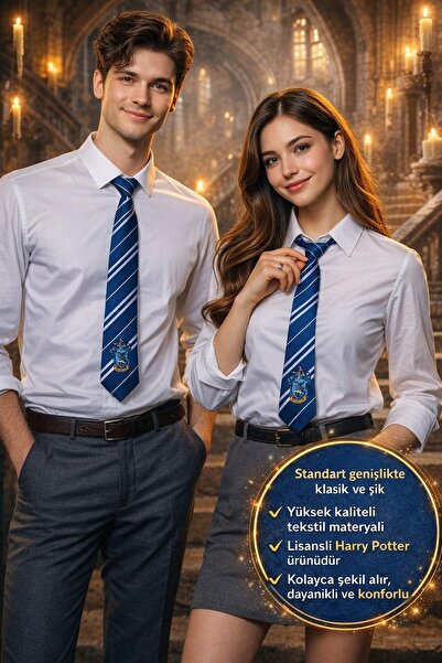 TOYFEST Harry Potter Ravenclaw Lisanslı Öğrenci Kravat Hogwarts Cosplay Mavi