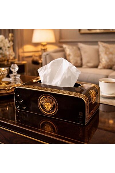 Generic Luxury Ceramic Tissue Box with Classic Golden Design