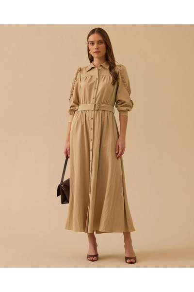 SCL Fırfır Detaylı Kemerli Elbise