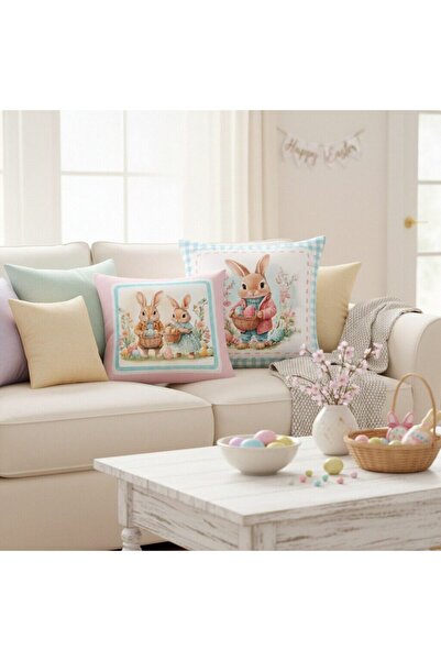 OEM Set of 2 decorative Easter Pillow , with inner zipper, Polyester, 43 x 43...